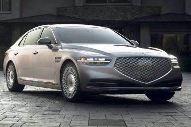 2021 Genesis G90 Exterior Changes Front Angle With New Headlamp and Grill