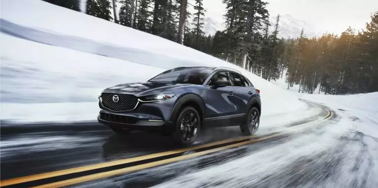 New Mazda CX-30 Turbo Accelerate on the Snow
