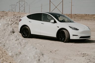 White Tesla Model Y SUV Pictures
