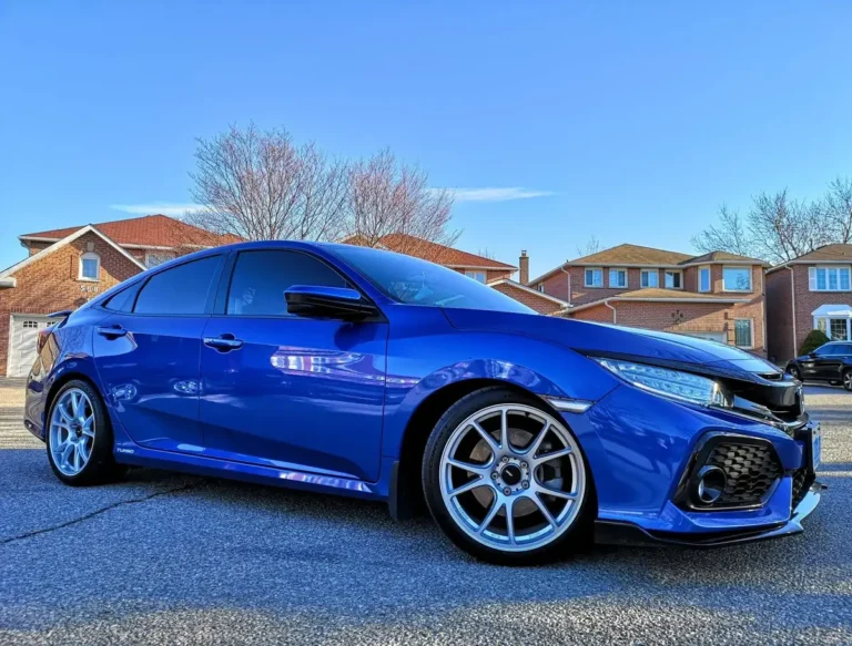 Blue Honda Civic with Silver Wheels