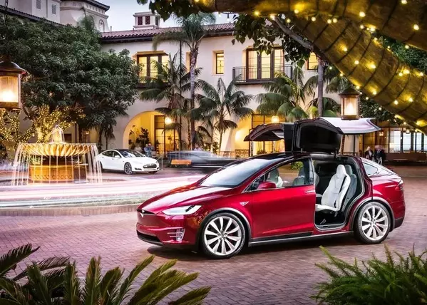 Tesla Model X in Red Pearl Multi-Coat Color