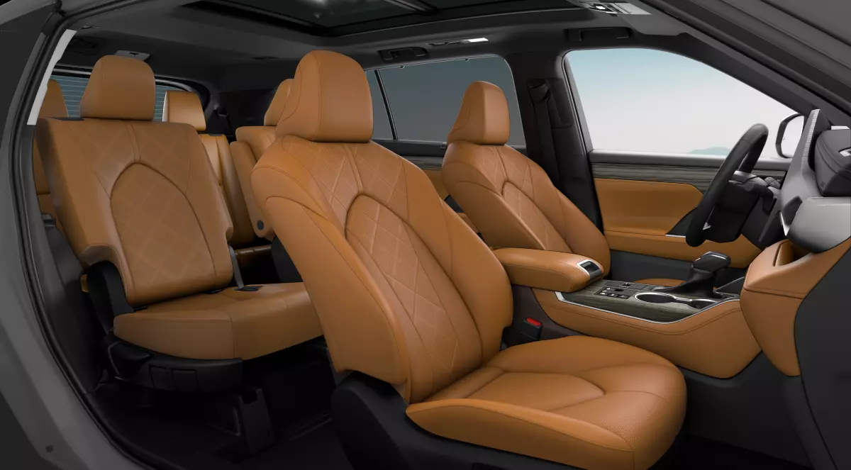 Toyota Highlander With Brown Glazer Caramel Leather Interior Color
