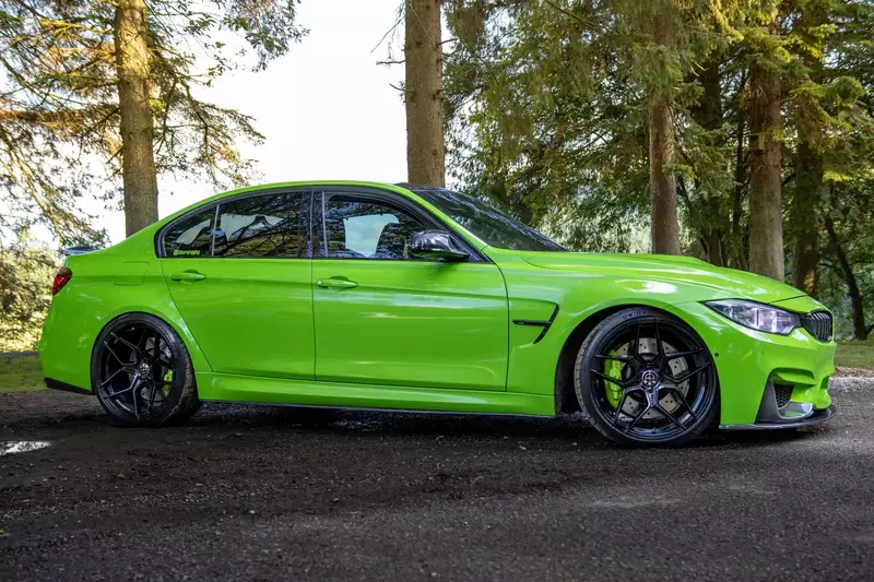 Green Cars with Classic Black Rims