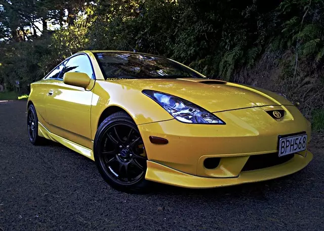 Yellow Car With Gloss Black Rims