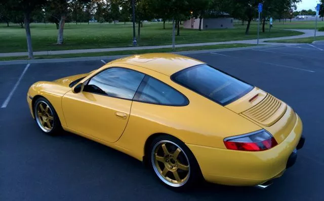 Yellow Car with Gold Wheels