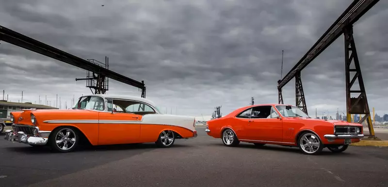 Orange Classic Car With Silver Shining Rims