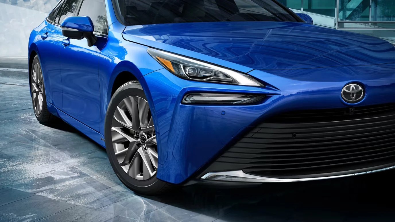 2025 Toyota Mirai Shown in Hydro Blue Paint Color With Gunmetal Wheels