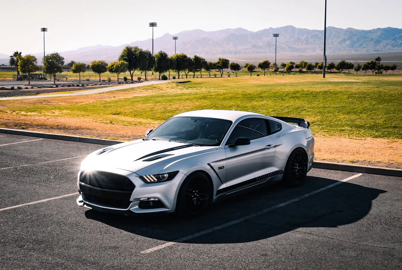 Silver Mustang Shelby With Black Wheels