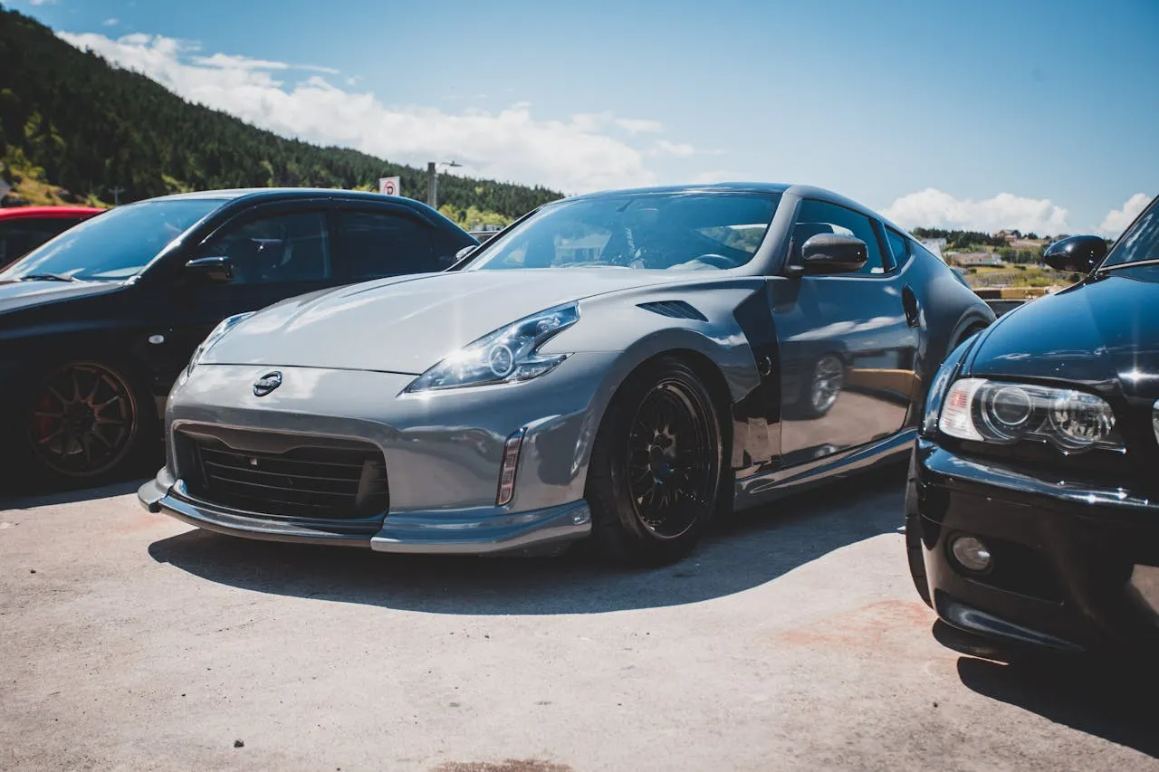 Silver Nissan 370Z With Black Wheels