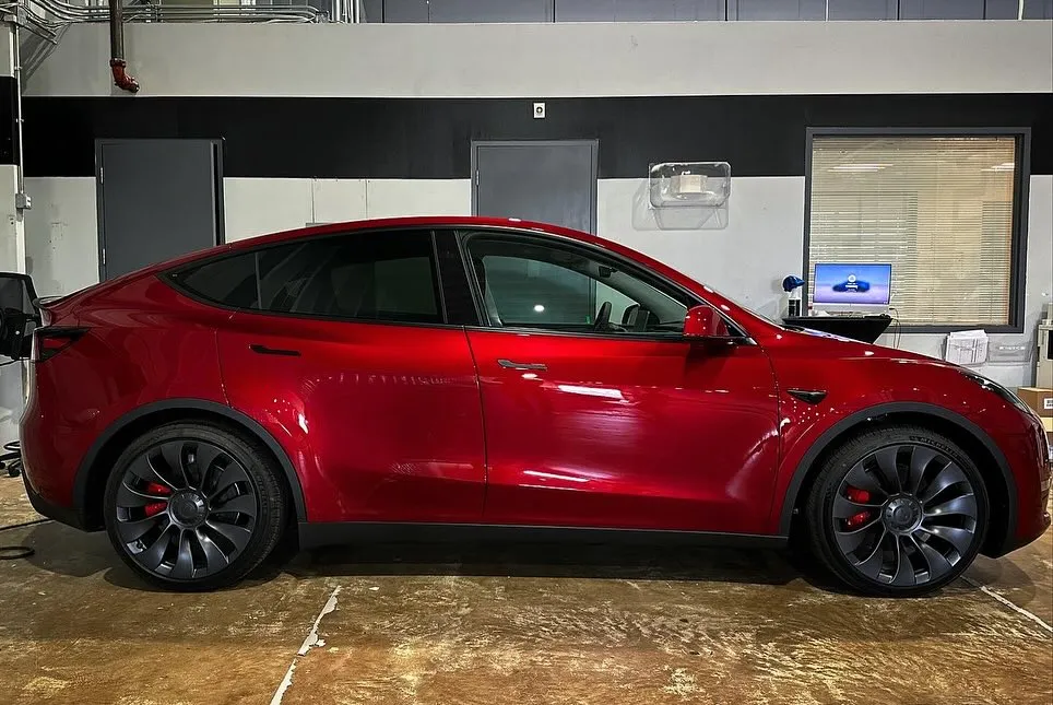 Tesla Model Y Shown in Ultra Red Paint Color